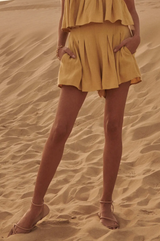 Solid Woven Pleated Pocket Skorts