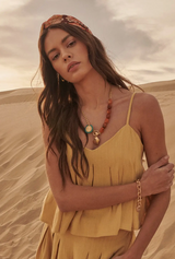 Woven Sweetheart Neck Pleated Flounce Cami Top