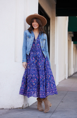 Indigo Printed Long Dress